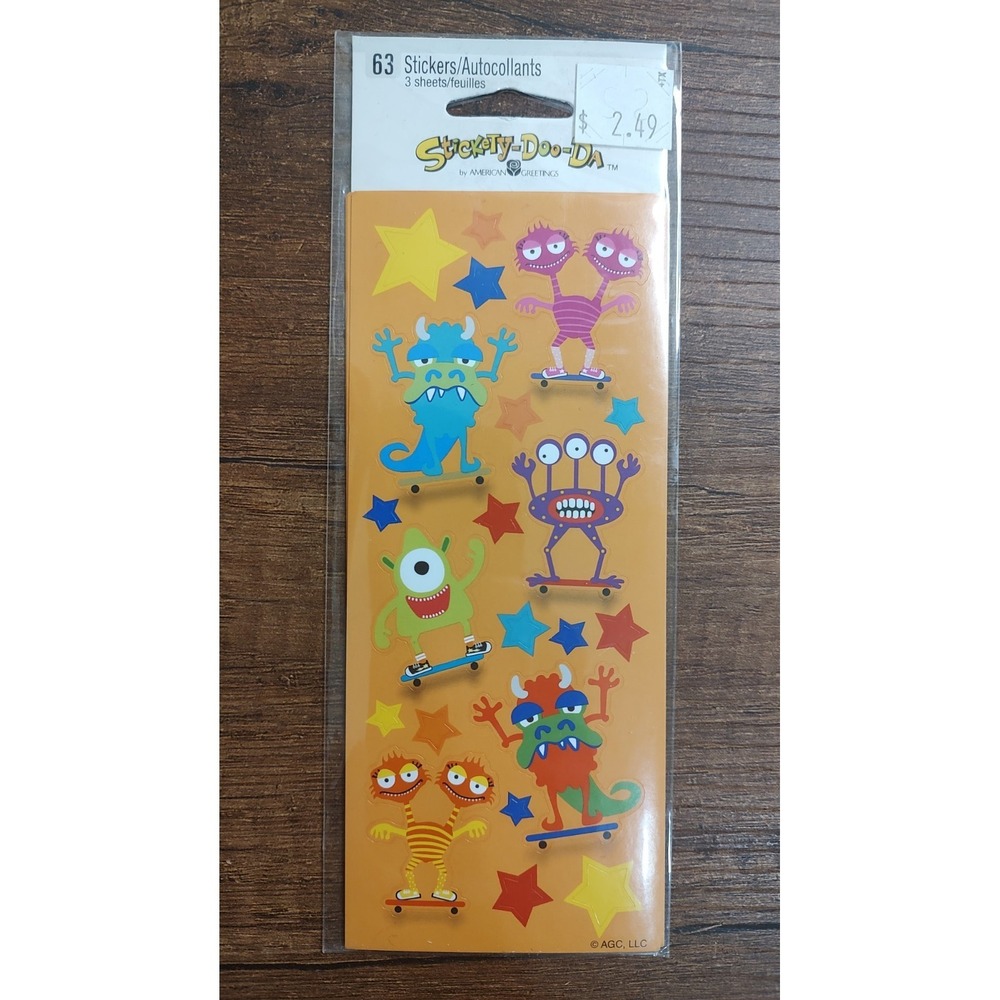 NEW Stickety Doo Da Alien Monsters American Greetings Sticker Pack 3 Sheets